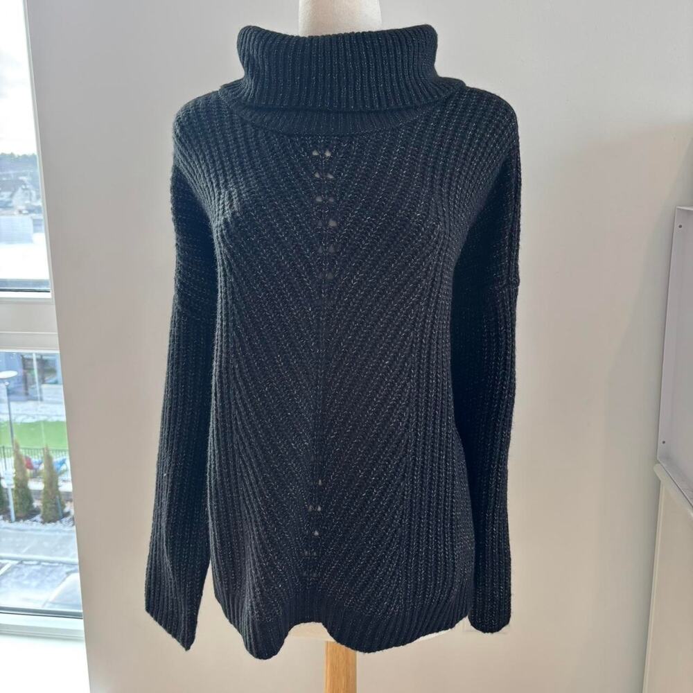 Time and Tru Black Knit Cowl Neck Soft Sweater Sz XL NWT